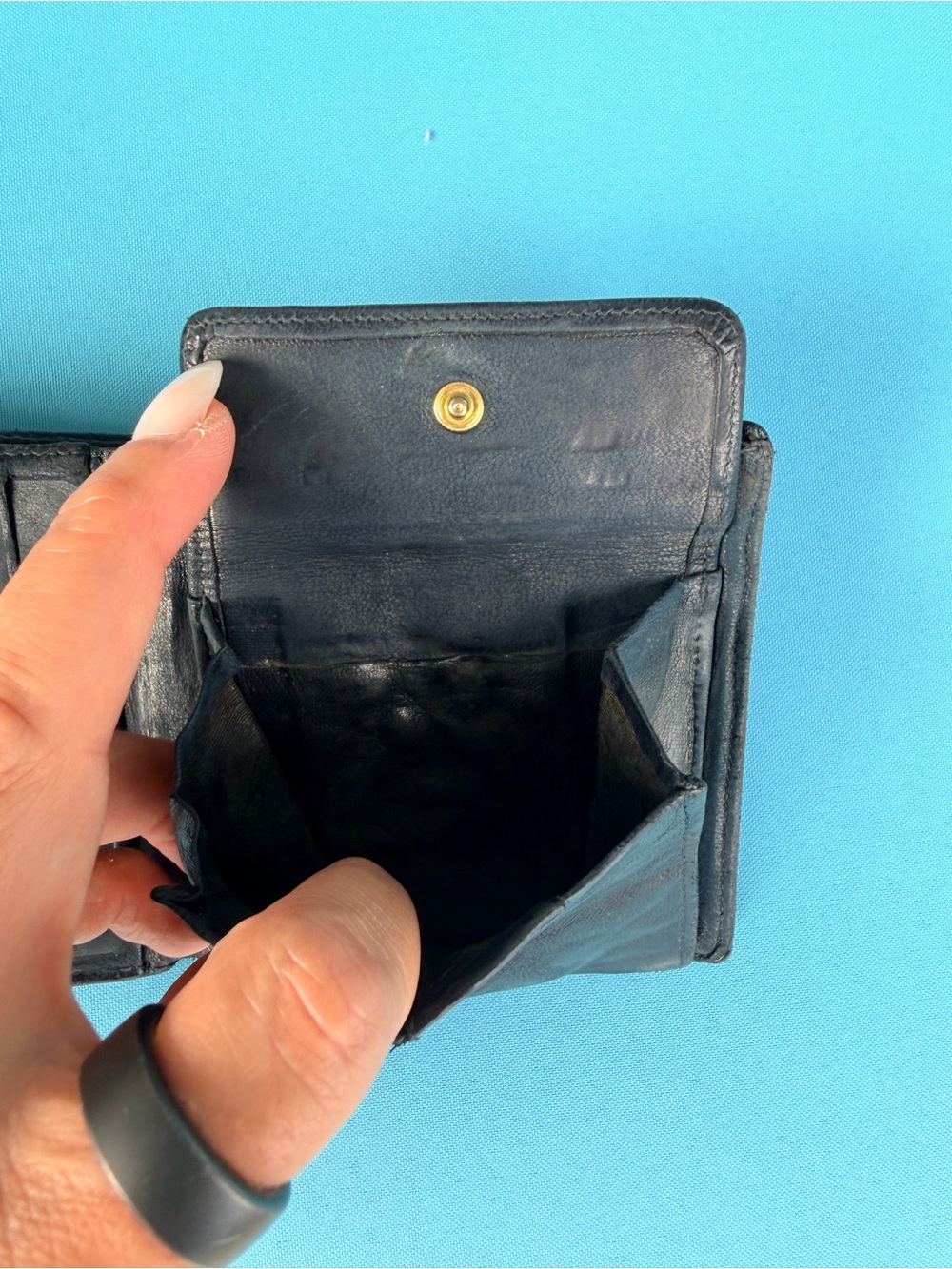 CHANEL Rare vintage Black Pebbled Leather Men's wallet AUTHENTIC - Picture 5 of 14